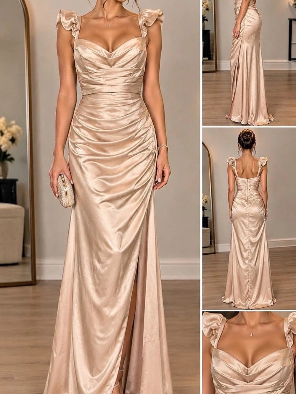 Women's Fashion Ruched Maxi Dress in Pink Size 2 NWT